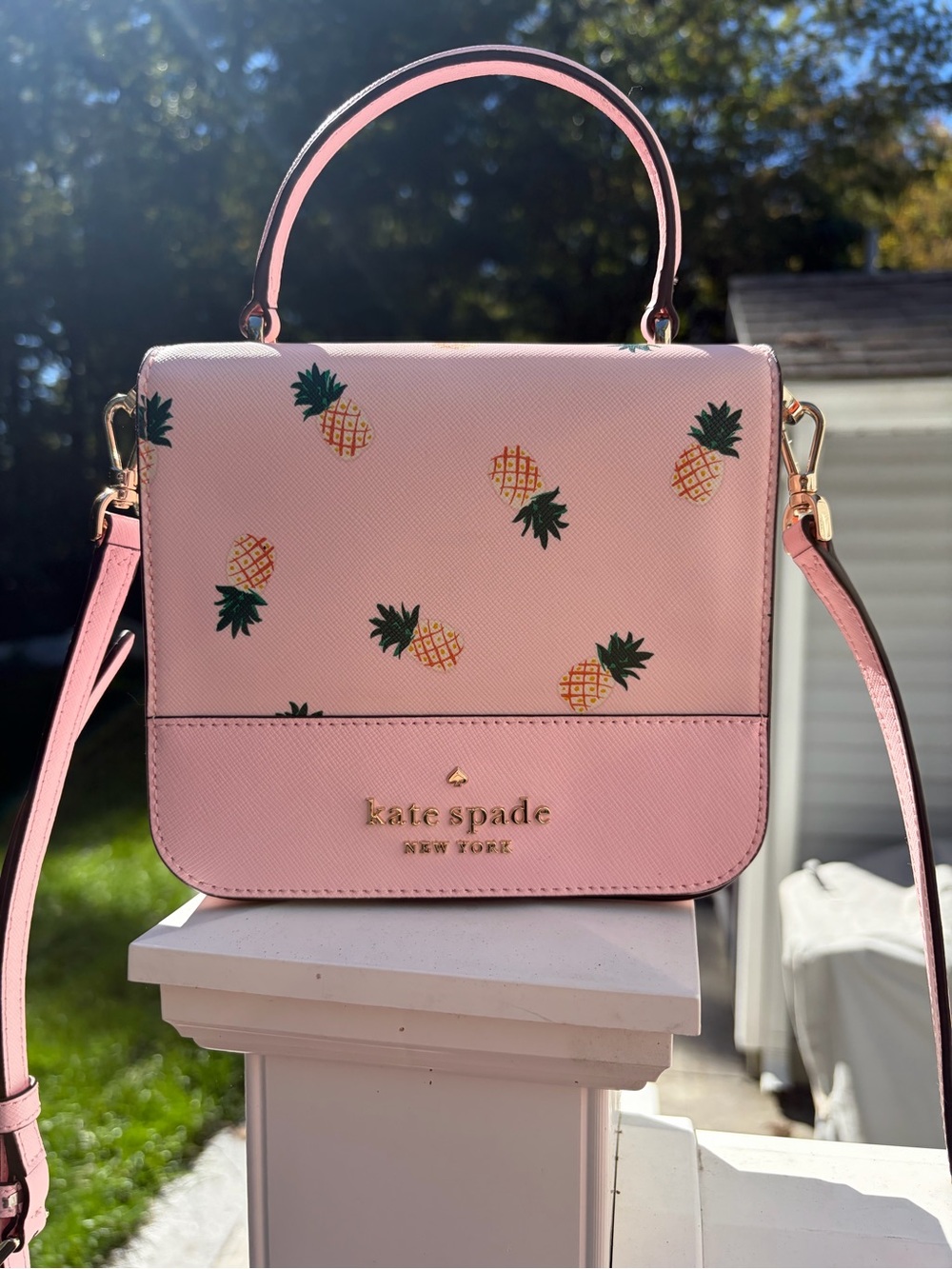 kate spade Pink Pineapple Print Leather purse
